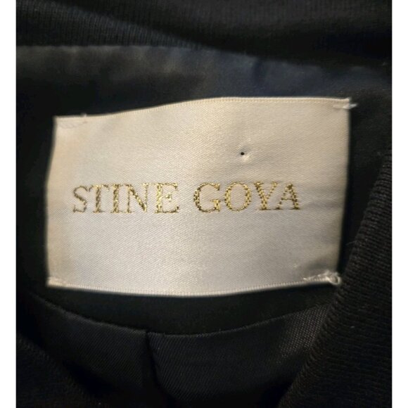 Stine Goya Embroidered Bomber Jacket Womens L Satin Full Zip Brown Black - Picture 12 of 12